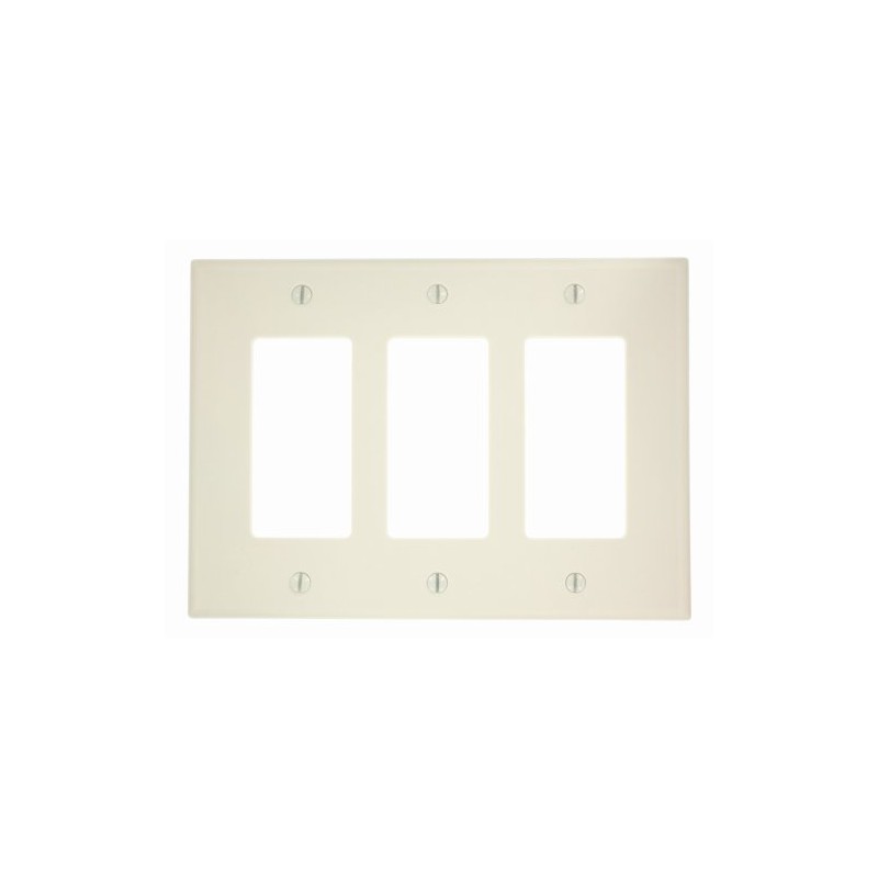 Leviton 3-Gang Decora/GFCI Device Wallplate, 80611-T, Light Almond