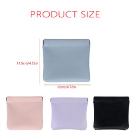 Pack of 4 Mini Makeup Bag, Makeup Storage Bag, No Zip, Self-Closing, Small Cosmetic Bag, Portable, Squeeze Top Makeup Bag, PU Leather Cosmetic Bag, for Women, Purple, blue, black, pink, 1