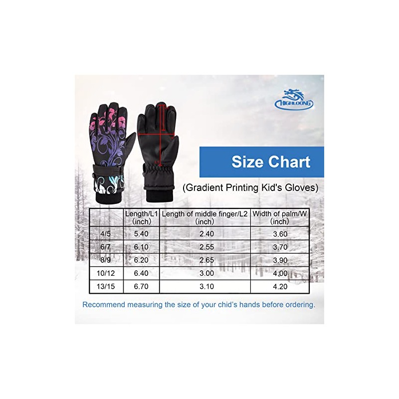 Guantes de esquí impermeables para niños, guantes de snowboard con