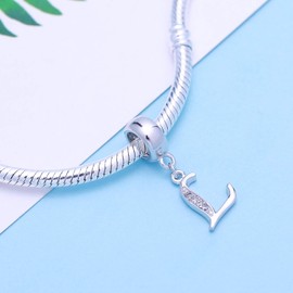 SoulBeads - Colgante de plata de ley 925 con letra de la letra de la A a la Z para pulsera europea