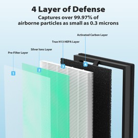 CFKREYA 2 Pack MKD05 Replacement Filter Compatible with MKD05 Purifier, H13 HEPA Air Filter with Carbon Filter, Pet Dander Version, Green