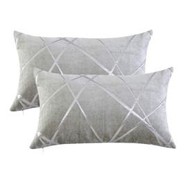 GIGIZAZA Cushion Covers 55 x 55 cm Silver Grey Square Big Chenille Decorative 22 x 22 Inch Pillowcases for Sofa Bedroom Living room Set of 2