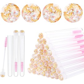 Dming 50pcs cepillo de pestañas varita de maquillaje herramienta de extensión de pestañas suministros cepillo de limpieza Diamond Mascara lámina rosa