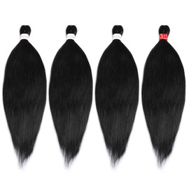 QUEEN BRAID 3+1 FREE MEGA Value Pack braiding hair for women Pre-stretched Braiding Hair Professional Easy Crochet Braid Hair Perm Fiber Hot Water Setting 26inch Soft Synthetic Braiding Hair Extension for Twist Senegalese Crochet Hair(26", 1#)