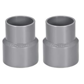 TOP-VIGOR 2Pcs PVC Reducing Coupling Hub by Hub 40mm x 50mm Pipe Fitting Adapter Connector Grey, Duct Reducer Pipe Fitting for Water Supplies Build