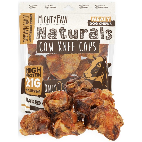 Mighty Paw Naturals Cow Knee Caps for Dogs | 100% Natural Beef Knee Caps for Dogs, Beef Bones for Dogs, Dog Knee Cap Bones for Pets, Meaty Dog Bones Large, Medium and Small Dogs