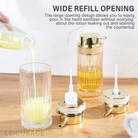 LEICURACE Glass Foam Soap Dispenser, Refillable Faming Dispenser with Gold Pump, Foam Hand Soap Dispenser for Bathroom Kitchen, Home Decor （Foam Type/Gold）