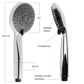 Sanixa Handbrause-Set JL12AT/1115C Altea mit 8 Strahlarten & Brause-Schlauch 150 cm Duschbrause Brausekopf Duschkopf Badezimmer Zubehör Handbrause Kopfbrause Anti-Kalk