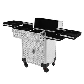 Cbhfmljd Rolling Nail Case, Salon Makeup Train Case Nail Storage Box Manicure Case Makeup Case on Wheels with 4 Detachable Wheels & 1 Sliding Drawer for Makeup Artists, Hairdressers, Manicurists
