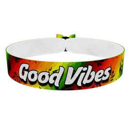 Good Vibes Stoffarmband - Wasserfestes Trippy Armband - Handmade Freundschaftsarmband - Trendy Weed Geschenkidee - Farbenfrohes Unisex Modeaccessoire - Armband für gute Laune