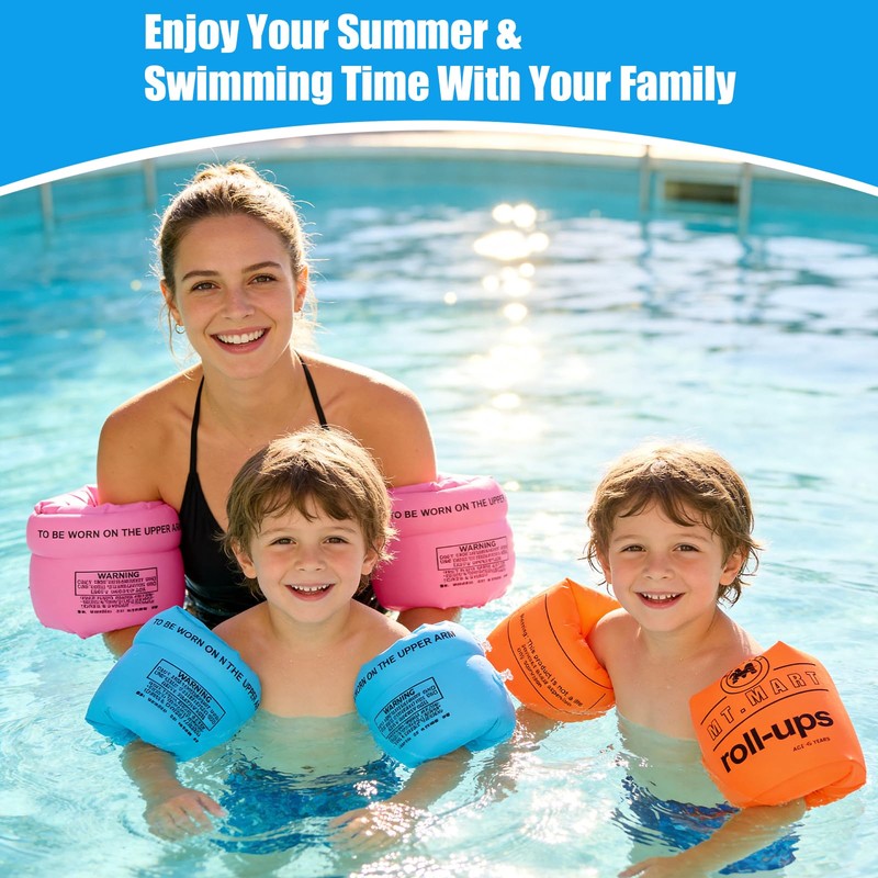 Arm Floaties Water Wings Safe for Kids Children Adults Pink