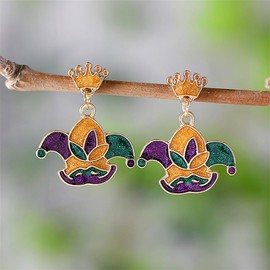 Glitter Mask Mardi Gras Theme Hat Crown Wineglass Earrings Parade Party Accessories Gift