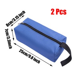 XNJIHWA 2 x Tool Bag Hardware Tool Bag Multi-Purpose Wear-Resistant Storage Cosmetic Brushes Pens Bag 25 x 8 x 7 cm with Zip Blue
