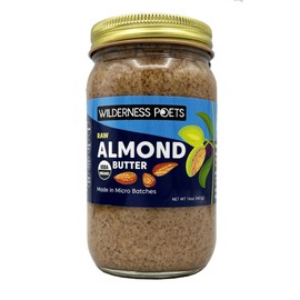 Wilderness Poets, Almond Butter - Organic Raw Nut Butter (1 Pound) - Vegan, Gluten Free, Non GMO, No Salt, No Sugar
