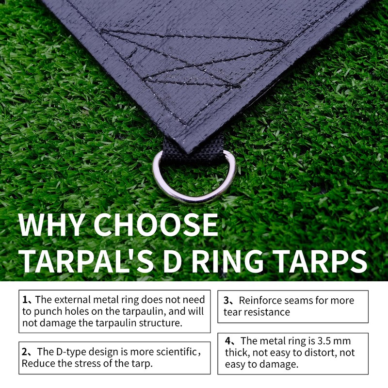 TARPAL Tarp 8x10 Feet Heavy Duty Tarps 14mil D-Ring Waterproof