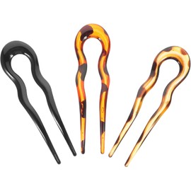 UKCOCO Set de 3 Horquillas para el Cabello en Forma de U, Pasadores Franceses Vintage para Moños, Palillos Peinados, Colores Surtidos, Accesorios el Cabello Mujer