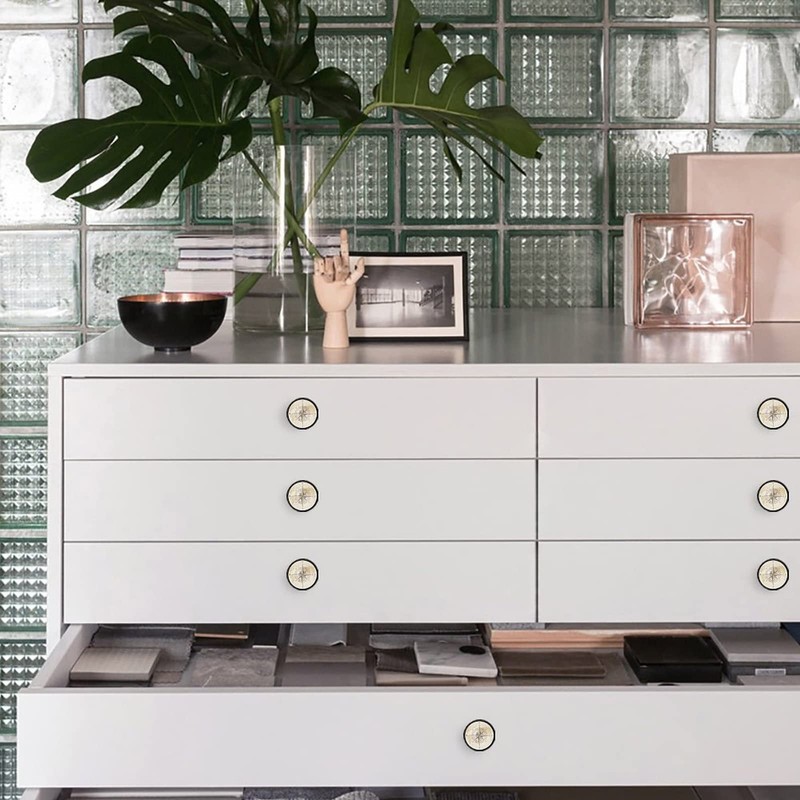 Elohiym 6 Pack Black Drawer Pulls Knobs, Vintage Nautical Compass