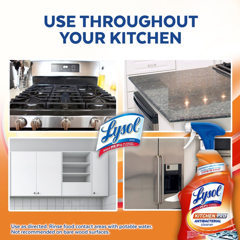 Lysol Pro Kitchen Spray Cleaner and Degreaser, Antibacterial All Purpose