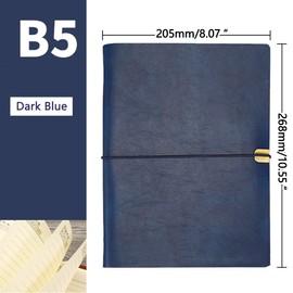 SagaSave Leather Journal, B5 Leather Notebook, 26.8 x 20.5 cm, 200 Pages Refillable Notepad Diary, Personal Pad Notes Travel Journal, Gift For Birthday Anniversary Women Men Him (Dark Blue)