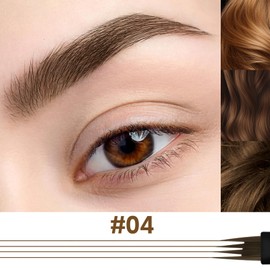Apooliy Microblading Eyebrow Pen，Waterproof Eye Brow Pencils with 4 Fork Tip，Create Natural Hair-Like Brows, Last All-Day,Dark Brown