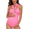 EastElegant Maternity Ruffle Ribbed Cutout One Piece Pregnancy Swimwear Square