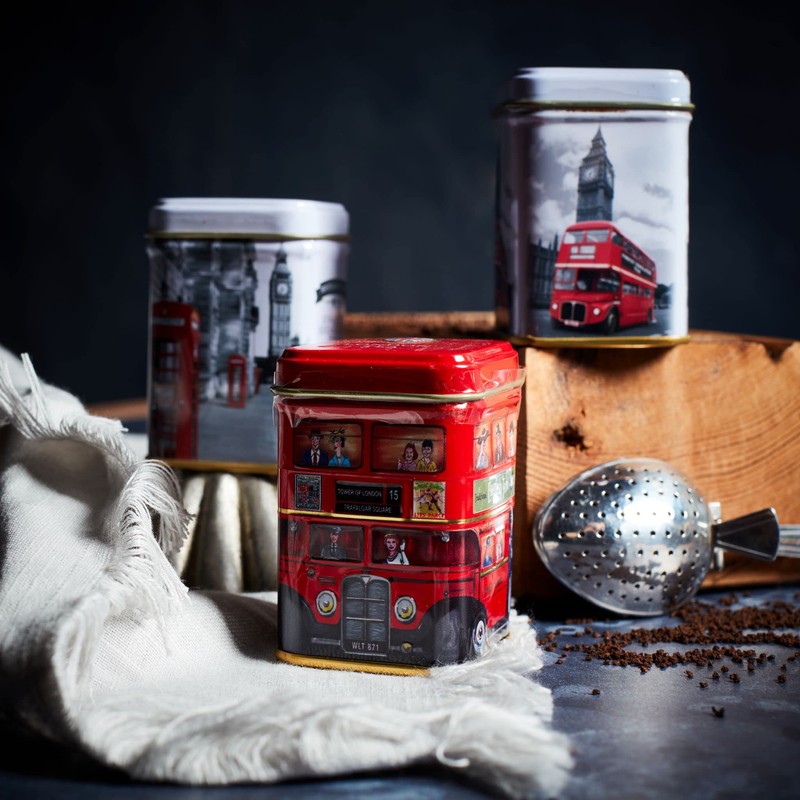 Iconic London Sights 6x Tea Tins with Fine English Breakfast