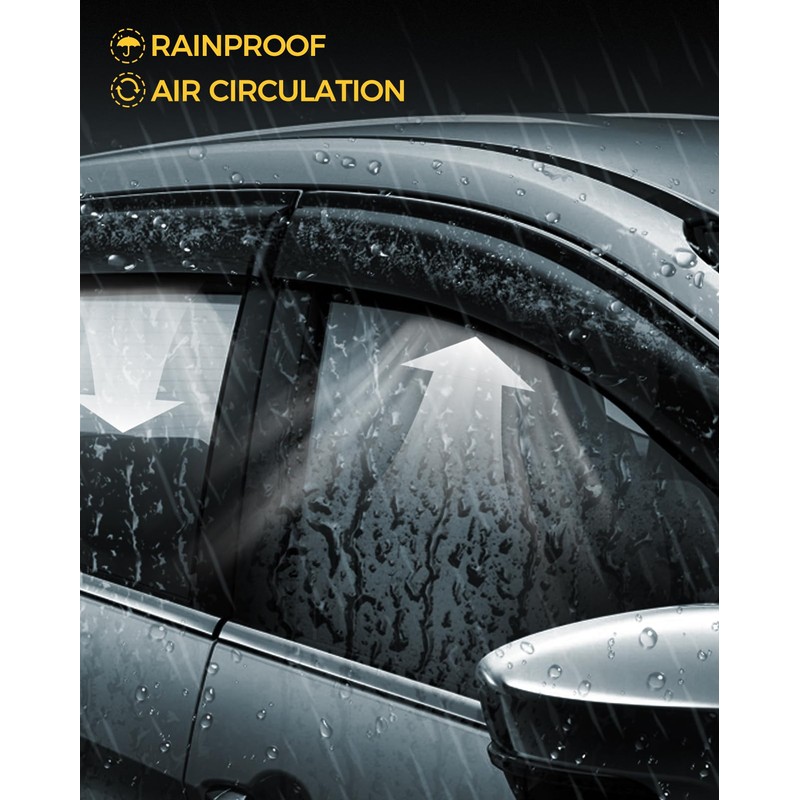 KYX Rain Guards for Car Windows, Outside Mount Window Visors