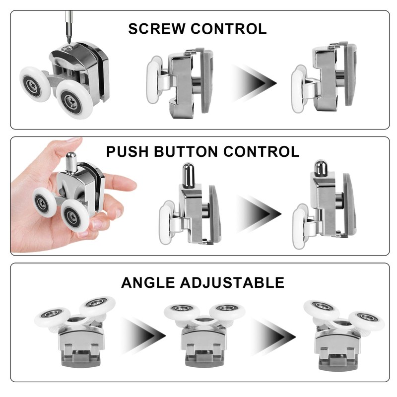 4 Pcs 23mm Shower Door Rollers for Curved Doors, Shower