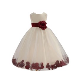 ekidsbridal Floral Rose Petals Ivory Flower Girl Dress Communion Dress Graduation Dresses Formal Dresses 302s 12