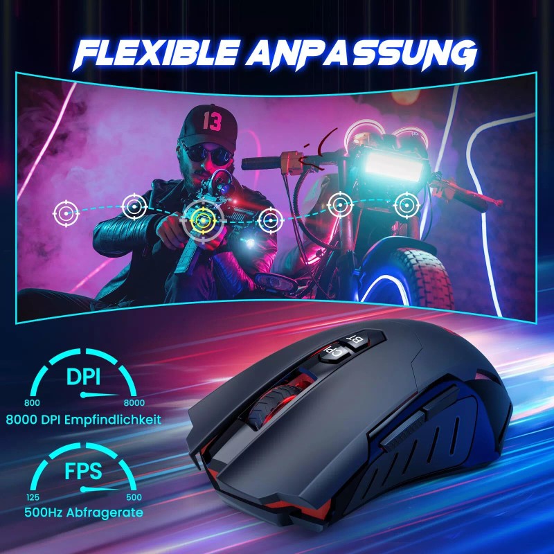 RisoPhy Gaming Mouse Wireless Mouse Gaming with 8000 DPI PC
