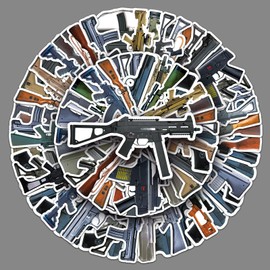 Gun Stickers 50Pcs Vinyl Cool Military Army Stickers for Water Bottle Laptop Skateboard Scrapbook Luggage Guitar Computer Bumper Motorcycle Car,Waterproof Funny Decals for Teens Kids Adults