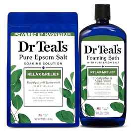 Dr Teal's Pure Epsom Salt Soak and Foaming Bath, Relax & Relief with Eucalyptus & Spearmint, Combo Pack