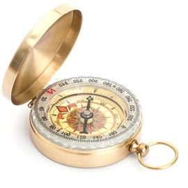 DMZK Compass, Pocket Compass Multifunctional Waterproof Metal Retro Copper Survival Gear for Military Camping Hiking Riding Tools