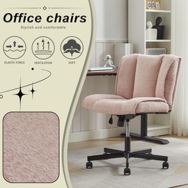 Benicabaly Armless Swivel Office Chair for Comfort and Style, Durable Design with Soft Cushion, for Home and Office, Pink