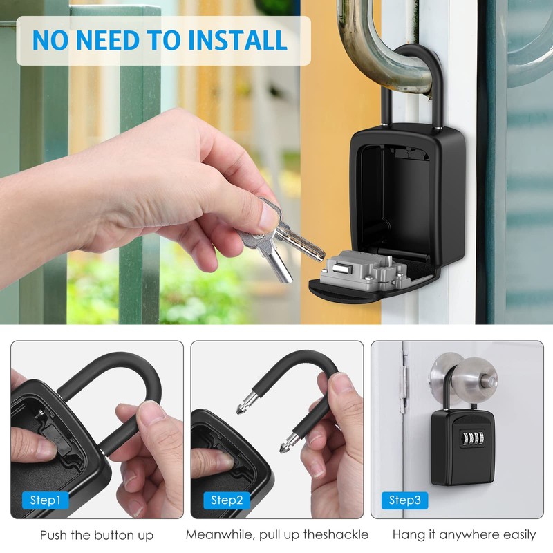 AMIR Key Lock Box, [2 Pack] Wall Mounted Key Safe