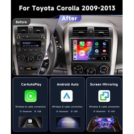 【Type-C&USB Port】 8Core 4G 64G Car Stereo for Toyota Corolla 2009-2013 Radio with 9inch 1280X720P IPS Touchscreen/Wireless Carplay/Android Auto/DSP 32 EQ/BT 5.0/FM/RDS/WiFi/Backup Camera/MirrorLink