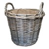 Wicker Lined Log Basket Classic Round Fireplace Storage Grey Woven