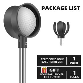 Nogcay 9ft Telescopic Golf Ball Retriever for Water, Portable Stainless Steel Ball Retriever Tool Golf Ball Grabber to Pick Up Golf Balls Black