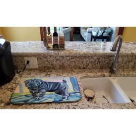 Caroline's Treasures 7333DDM Blue Shar Pei Dish Drying Mat Absorbent Dish Drying Mat Pad for Kitchen Counter Dish Drainer Mat for Countertop, 14 x 21", Multicolor