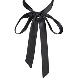 Bow Tie for Women, Satin Ribbon Girls Self-tie Bowtie for Uniform, School, Wedding, Cosplay, T-shirt Accessory (Black, One size)