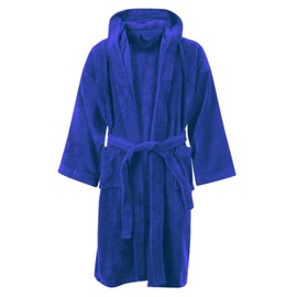 MyShoeStore Children's Egyptian Cotton Hooded Bathrobe Terry Towel Dressing Gown, Royal Blue, 8-10 Years