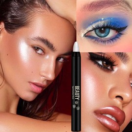 Pearl White Eyeshadow Stick, Shimmering Glitter Eyeshadows Metallic Highlight Pencil Crayon Brightener Pen, Smooth Blendable Pearlescent Cream Eyeshadow Easy to Color for Eyes Makeup