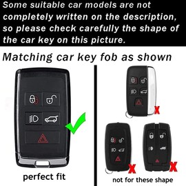 ontto Leather Key Fob Cover Fit for Discovery 5 2020-up Smart Remote Key Protector Fit for Range Rover Sport Vogue Evoque,Car Key Case Fit for Jaguar E-PACE I-PACE XE XJ XF,Black