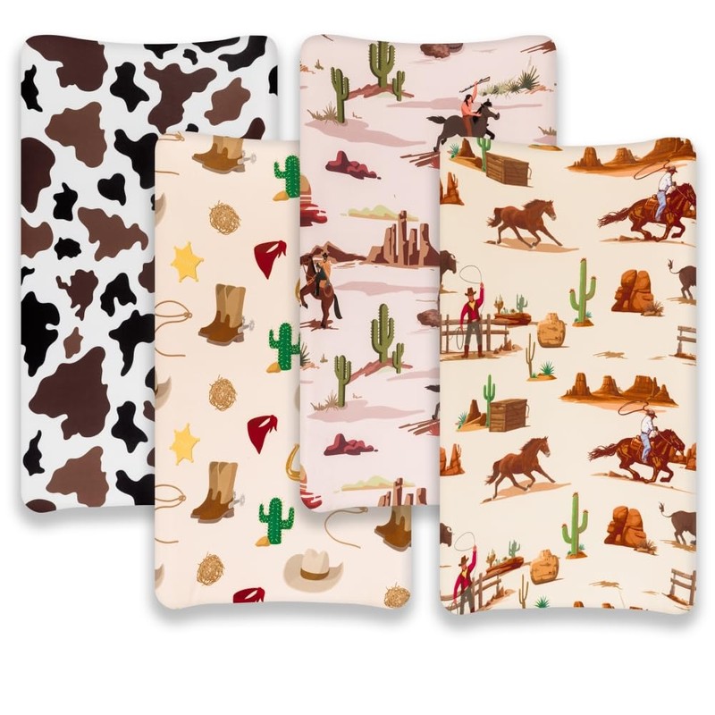 4 Pack Western Cowboy Crib Sheets Neutral Breathable Fitted Baby