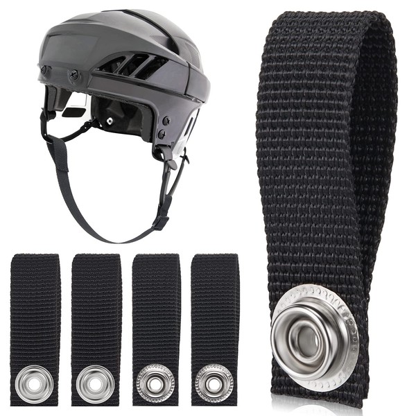 Hockey Helmet Chin Strap Detachable Helmet Loops Hockey Sports Chin Strap Helmet Replacement Strap with Single Snap Hockey Helmet Accessory, Black (3 Pieces)