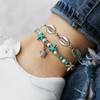 Carufin Turtle Anklet Starfish Turquoise Double Layer Anklets Beaded Shell