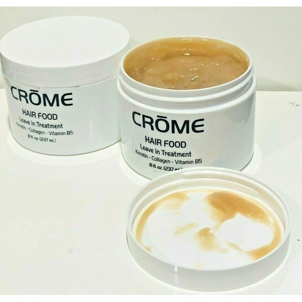 CROME Hair Food Leave In Treatment w/ Keratin & Collagen Vitamin B5 8 oz 2 JARS
