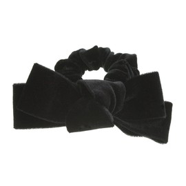 Vingtaine H-882 Velour Ribbon Hair Elastic Fall Winter Simple Hair Accessory, Black