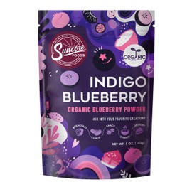 Suncore Foods Organic Indigo Blueberry Powder, Purple Food Coloring Powder, Gluten-Free, Non-GMO, 5oz (1 Pack)