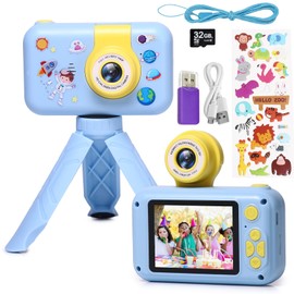 Kids Camera,2.4in IPS Screen Digital Camera,180°Flip Lens Camera,Children Selfie Camera with Playback Game,Christmas/Birthday Gift for 4 5 6 7 8 9 10 11 Year Old Girl Boy (Blue)